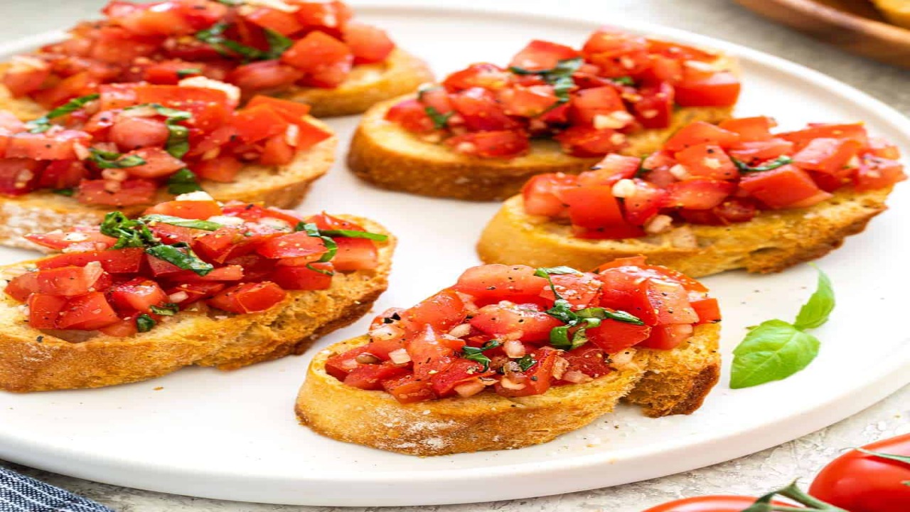 Make The Bruschetta Topping With Fresh Tomatoes, Garlic, Basil, And Olive Oil