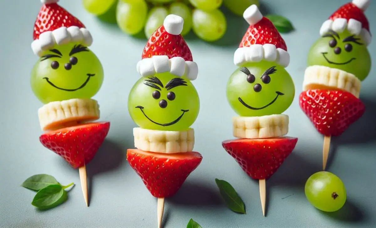 Grinch Fruit Kabobs