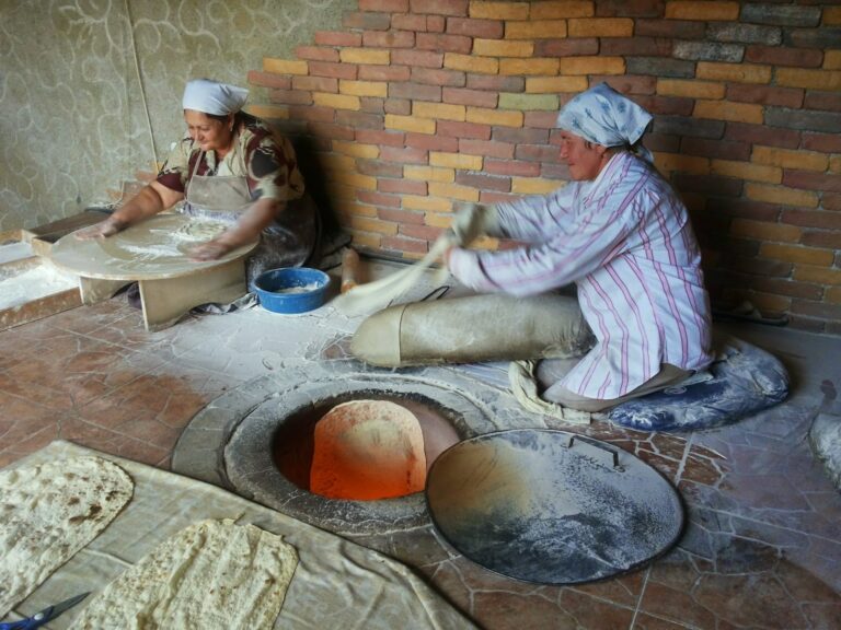 Armenian lavash baked in a tonir