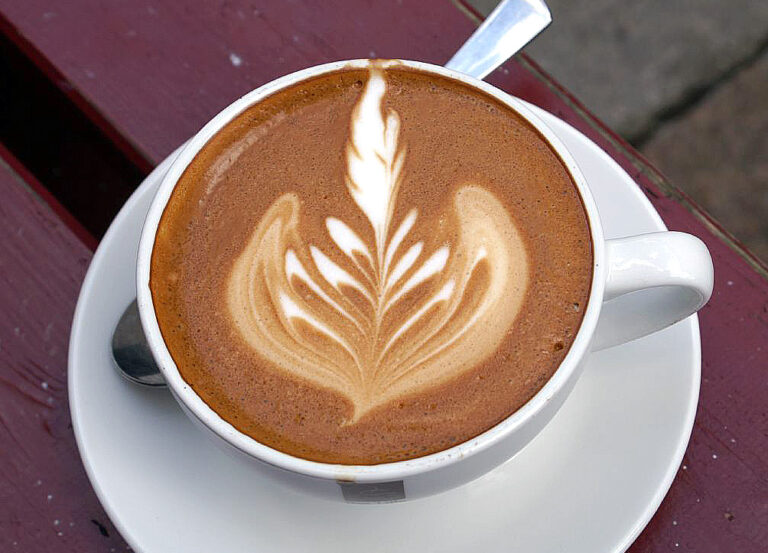 Latte art at a coffee festival
