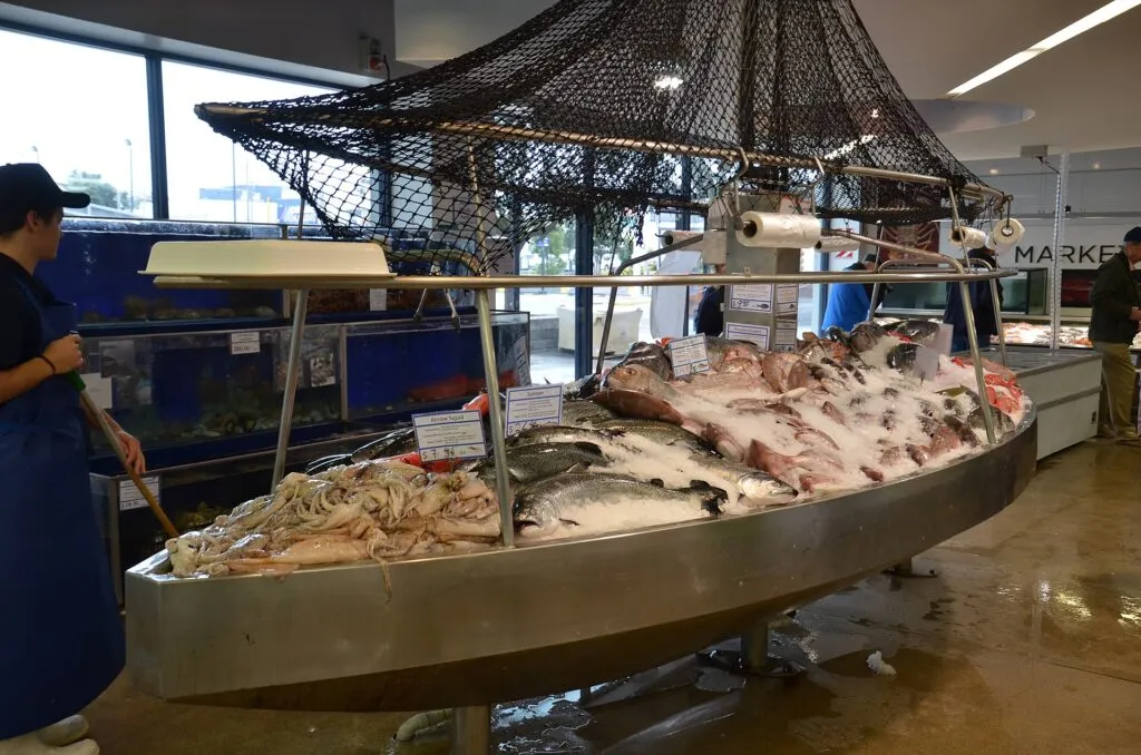 Fresh seafood at a fish market