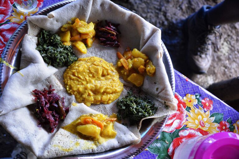 Ethiopian injera with stews