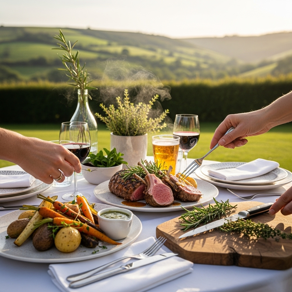 Generate an eye-catching, high-quality featured image for a blog post about: Welsh Lamb Trail: Essen