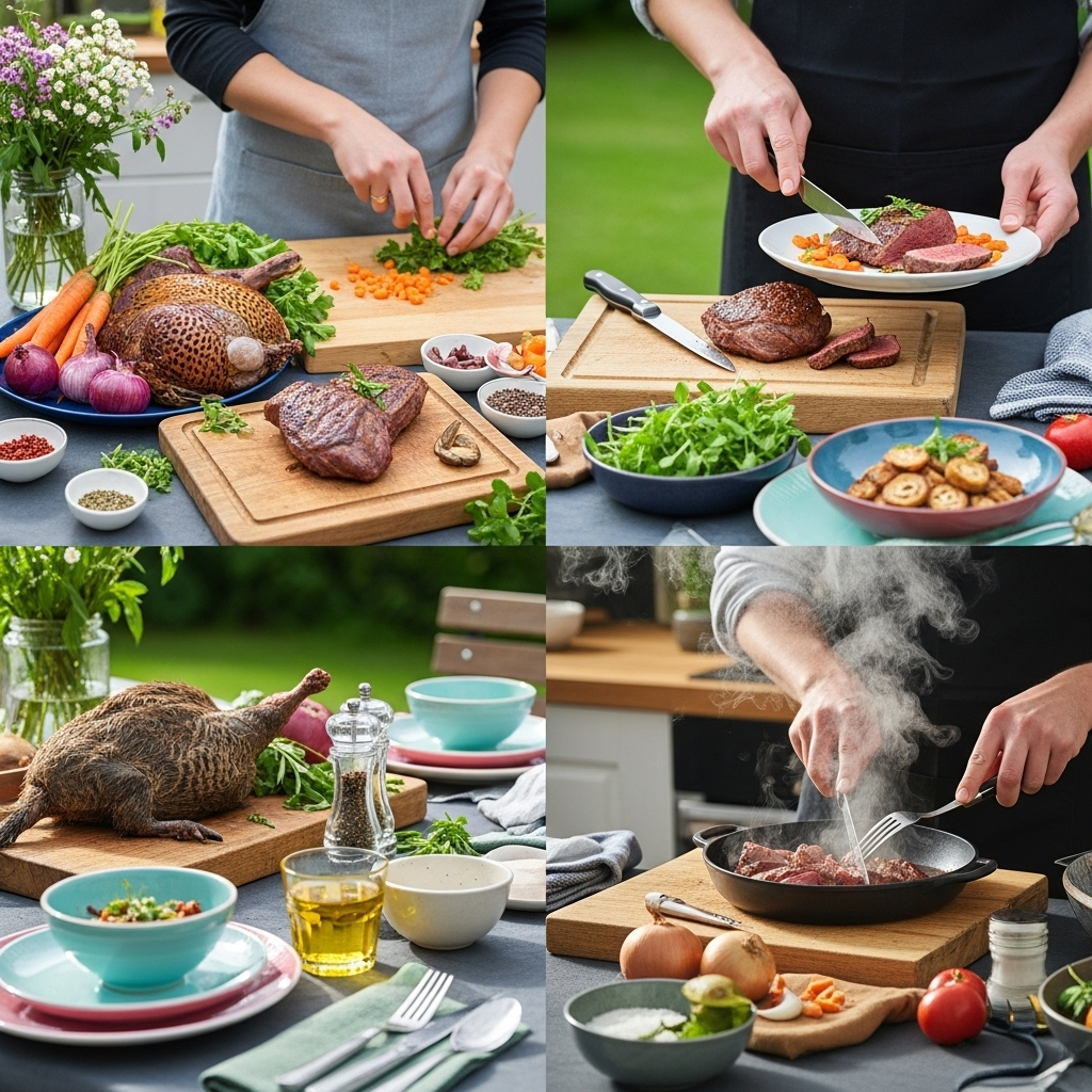 Generate an eye-catching, high-quality featured image for a blog post about: Wild Game Cooking Class