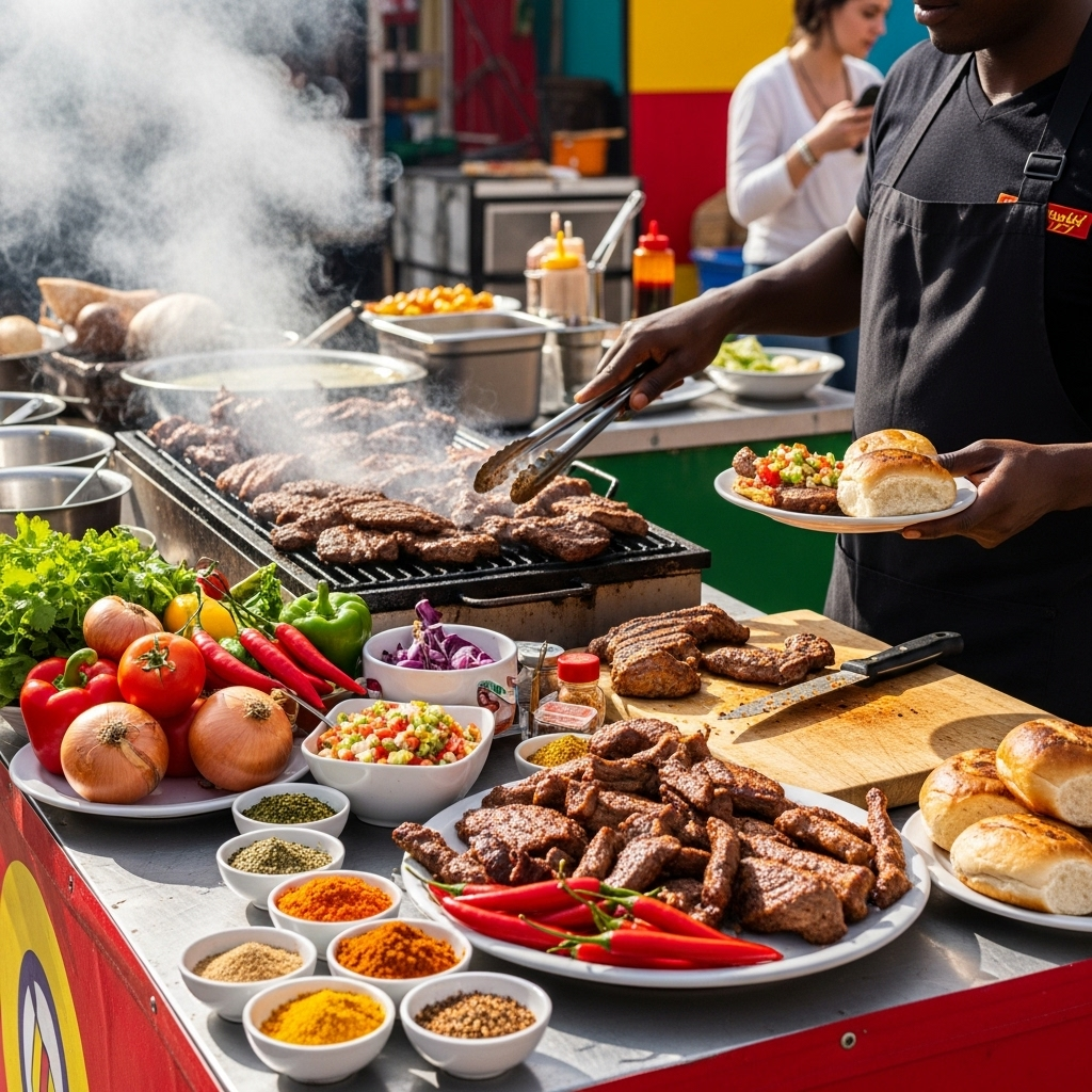 Generate an eye-catching, high-quality featured image for a blog post about: Windhoek Kapana Street