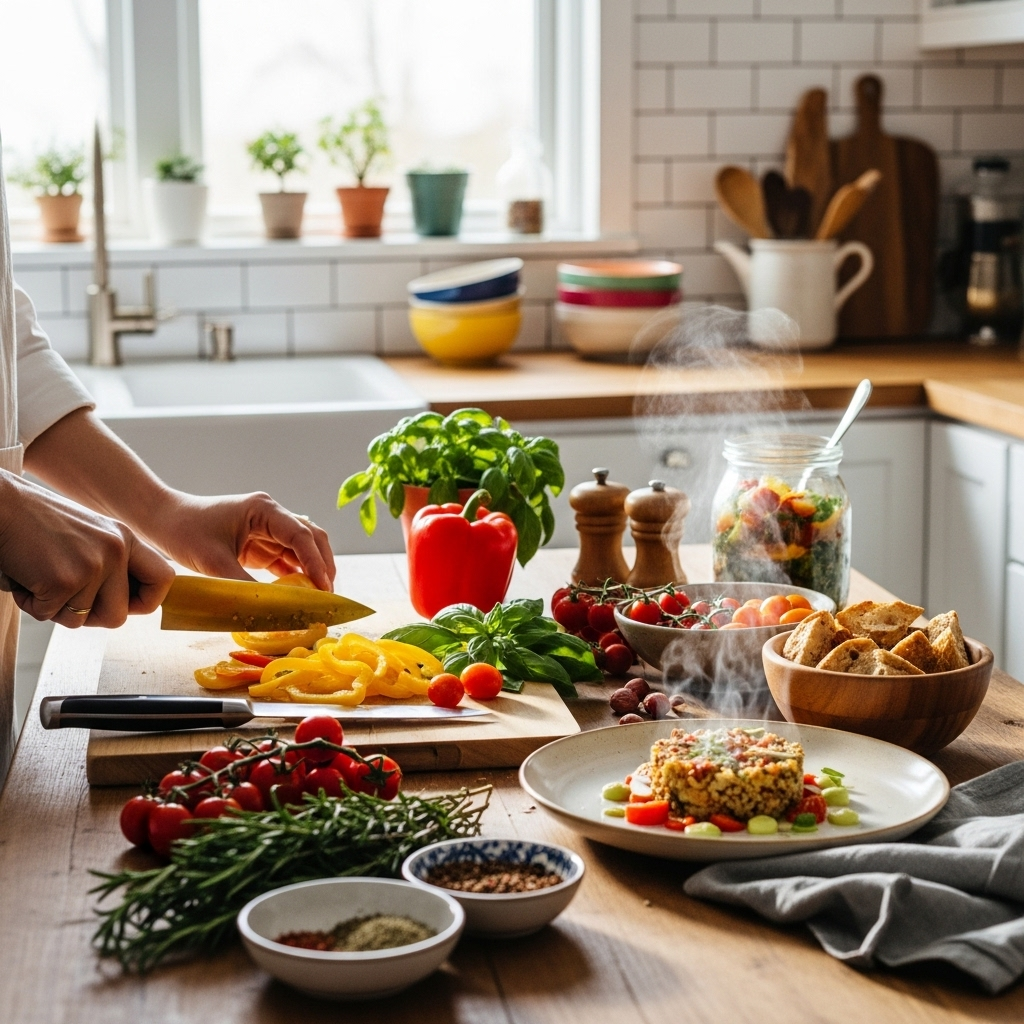 Generate an eye-catching, high-quality featured image for a blog post about: Woofing Food Experience