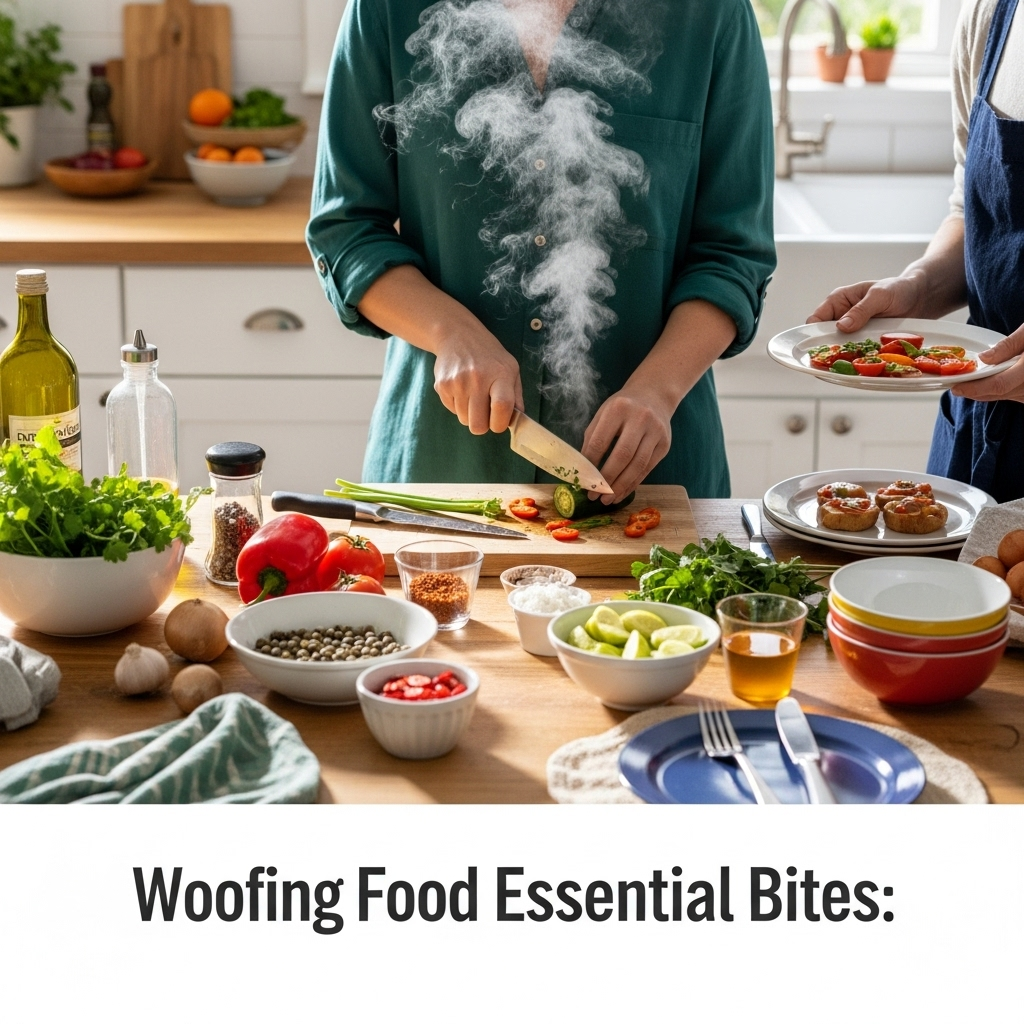 Generate an eye-catching, high-quality featured image for a blog post about: Woofing Food Experience
