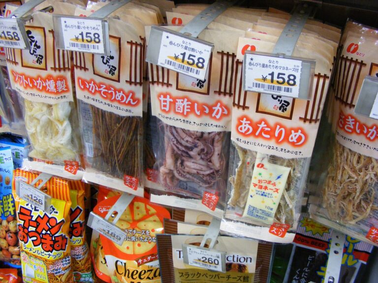 Food shelves in a Japanese convenience store