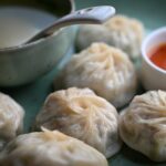 Plate of Tibetan momo dumplings