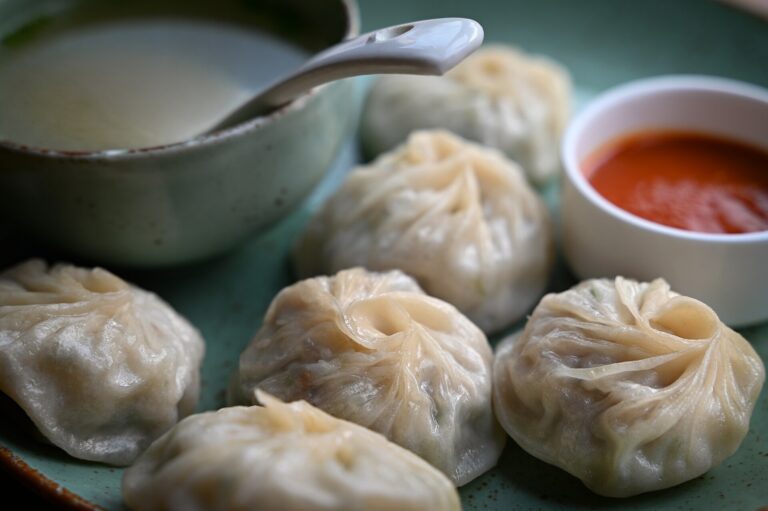 Plate of Tibetan momo dumplings