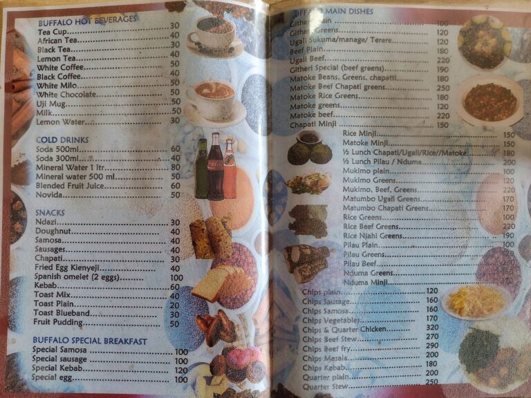 Restaurant menu abroad