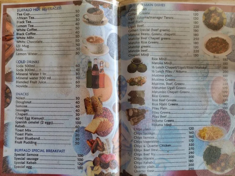 Restaurant menu abroad