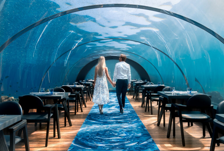 Dining room of an underwater restaurant