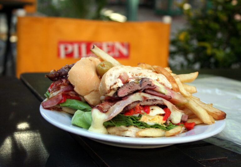 Uruguayan chivito sandwich