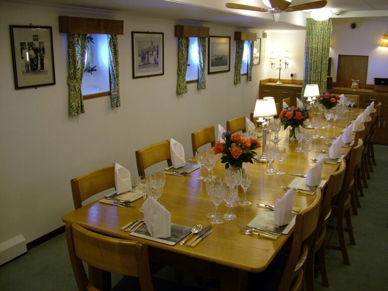 Dining table on a yacht deck