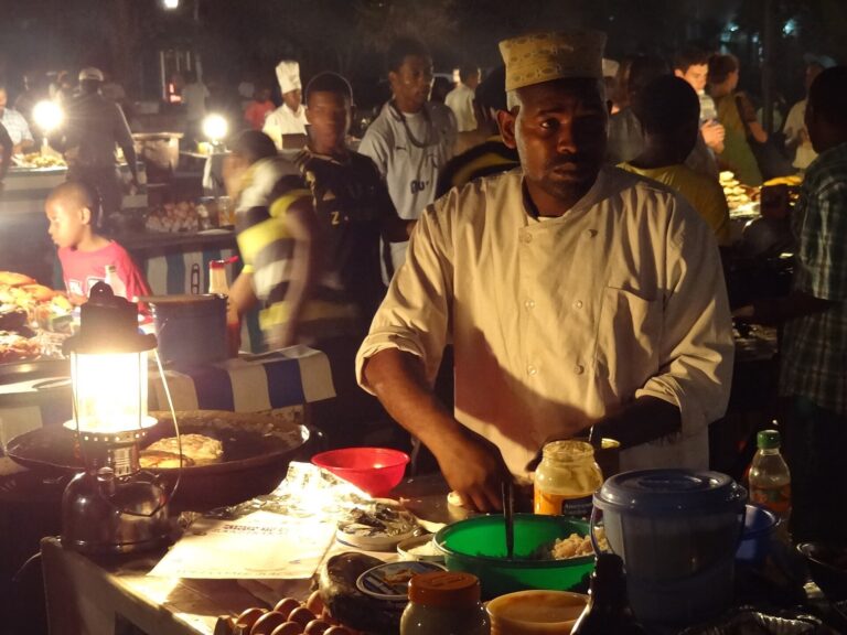 Evening food market in Stone Town, Zanzibar