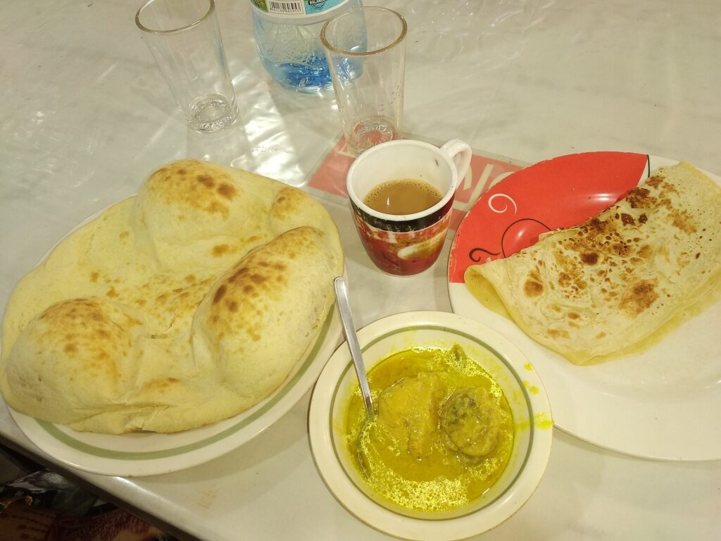 A Bangladeshi breakfast spread